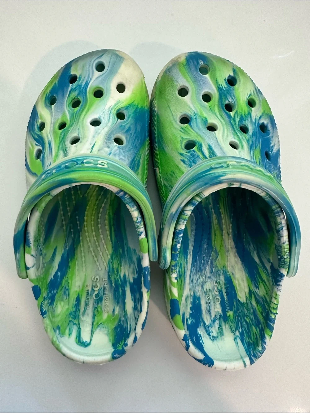 12C Kids Crocs Marbled Blue & Green